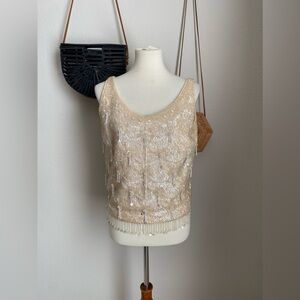 Vintage 40s Mai Jacob Sequin Sparkle Floral Blouse, Size Medium